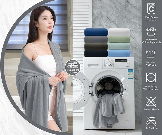 Extra Large Bath Sheet 4 Piece (35"x70")-Ultra Soft Oversized Bath Towel,Bath Sheet Towel Set for Bathroom Hotel,Plush Highly Absorbent Quick Dry Shower Towel Set for Adults,Bathroom Towel Grey