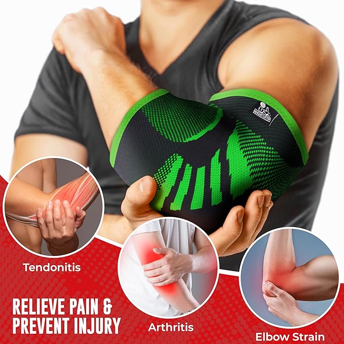 Nordic Lifting Elbow Compression Sleeves (1 Pair) for Men & Women - Support for Pain Relief, Tendonitis, Golfer’s & Tennis Elbow - Weightlifting Brace for Workout, Arm & Joint Recovery