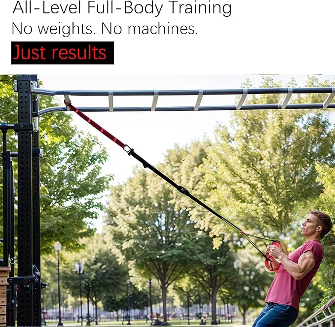 Home Suspension Straps Training Kit, Gym Bodyweight fitness All in One Workout for Full Body, with Safety Sign, Big Poster&Mess Bag