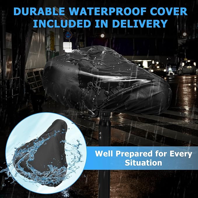 Gel Bike Seat Cushion, Soft Gel Padded Bicycle Seat Cover for Men & Women Comfort, Extra Padding Cycle Seat Cushion for Peloton, Stationary Exercise Bike, Beach Cruiser, Ebike, MTB, Road Bicycle