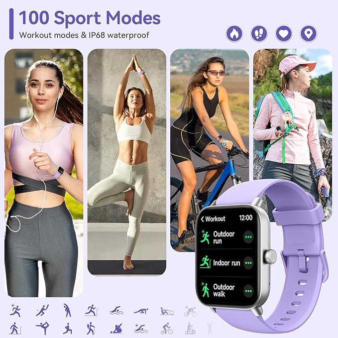 Smart Watches for Women, Alexa Built-in, Stable Bluetooth Call, Fitness Tracker with Heart Rate/SpO2/Stress/Sleep Monitor, 100 Sports, IP68 Waterproof Smartwatches for iOS Android