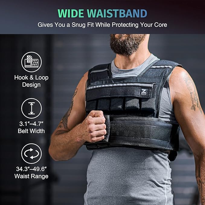 ZELUS 23lb|45lb Weighted Vest with Iron Weights for Exercise, Adjustable Weight Vest for Men, Workout Vest for Home Workouts Cardio Strength Training Weight Loss
