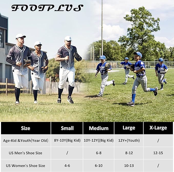 FOOTPLUS Baseball Softball Socks, Unisex Over Knee High Solid Sports Rugby Soccer Homecoming Socks