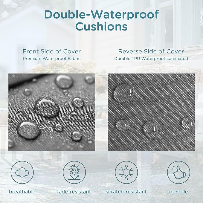 Codi Outdoor Bench Cushion 42 inch, Double Waterproof Patio Furniture Cushions Replacement for Swing, Porch, Couch, 42x18x3'', Grey