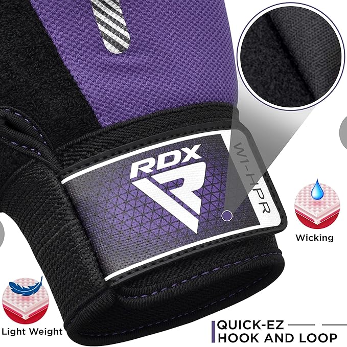 RDX Weight Lifting Gloves Gym Fitness Workout, Anti Slip Padded Full Palm Protection, Ultra Ventilated, Bodybuilding Strength Training HIIT WOD Exercise, Half Finger Men Women Cycling Rowing Climbing
