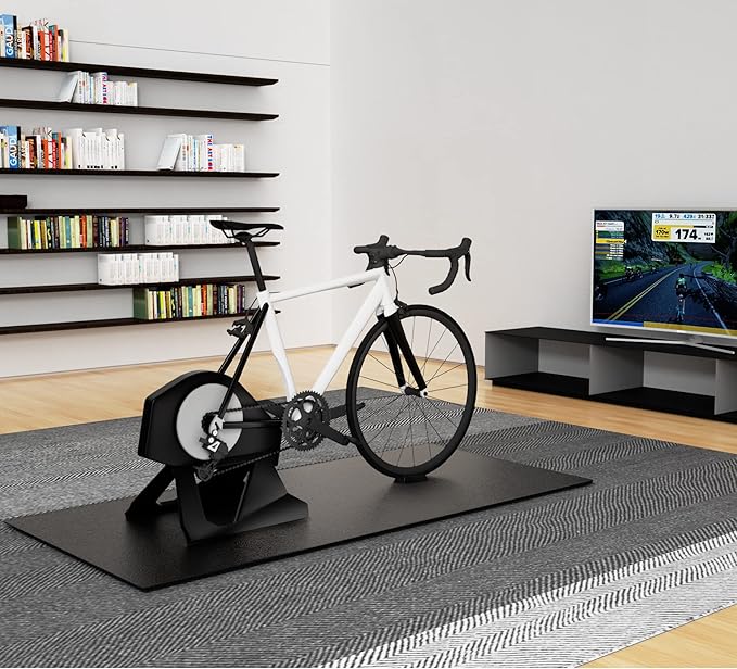 Bike Mat Compatible with Peloton Bike,Elliptical,Treadmill Mat, 6mm Thick, Under Exercise Bike Trainer Pad for Indoor Stationary Spin Bike Gym Equipment Hardwood Floor Carpet Protector