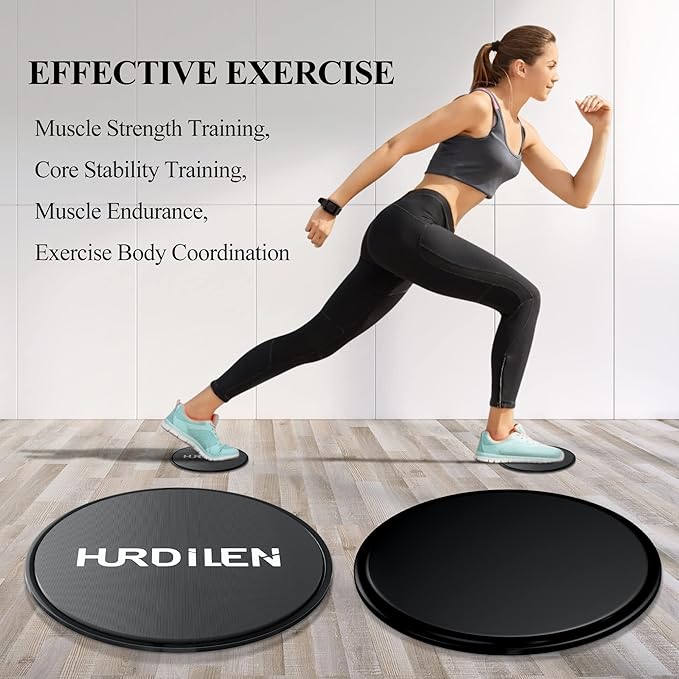 Core Sliders, Exercise Gliding Discs Dual Sided Use on Carpet and Hardwood Floors, Lightweight and Perfect Fitness Apparatus for Training Abdominal Core Strength