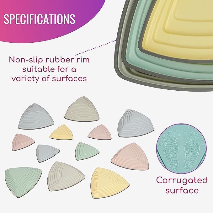 12 Pcs Stepping Stones for Kids Non-Slip Obstacle Course Stepping Stones Kids Indoor Outdoor Sensory Playground Develop Balance BONUS Hopping stickers