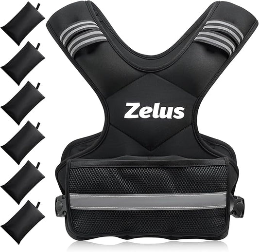 ZELUS Weighted Vest for Men and Women | 4-10lb/11-20lb/20-32lb Vest with 6 Ironsand Weights for Home Workouts | Adjustable Body Weight Vest Exercise Set for Cardio and Strength Training