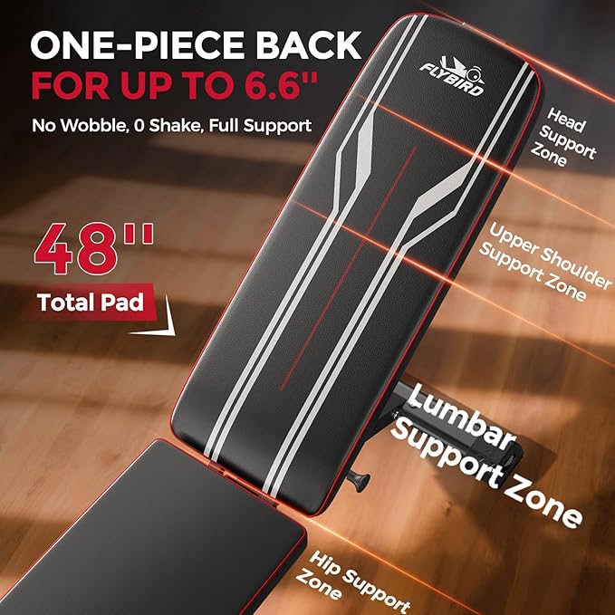 FLYBIRD 3 in 1 Adjustable Weight Bench with Leg Extension & Preacher Curl Pad for Full Body Workout, 800LBS Foldable Exercise Bench at Home Gym, Portable Lifting Incline Decline Flat Strength Training