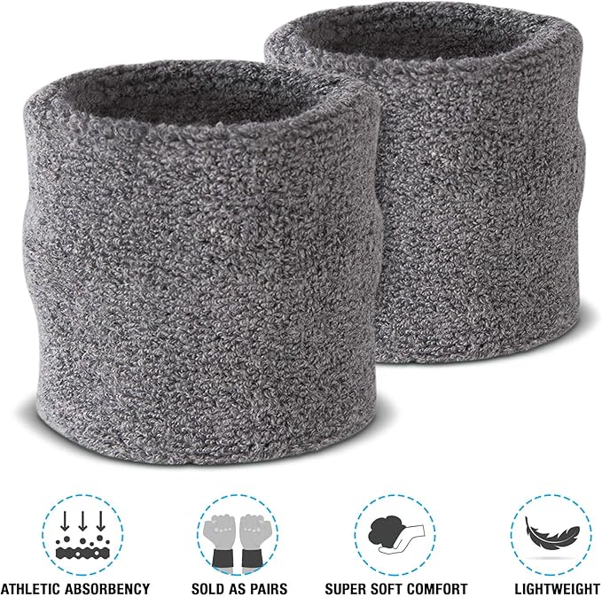 Suddora Sweatbands Set, Moisture Wicking 2 Wristbands and 1 Headband, Breathable Terry Cloth Athletic Bands for Basketball, Tennis, Yoga, Gym, Sweat Bands for Costumes and Cosplay