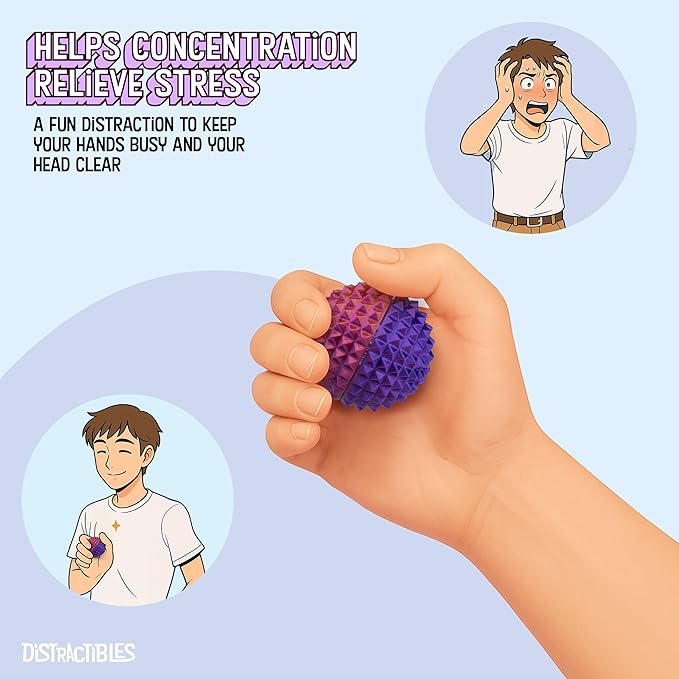 Round Spiked Sensory Fidget Clicker, Tactile Stimming Device with Mechanical Clicky Switches, Lanyard Attachment, Ideal for Pain Stim, ADHD, Autism & Stress Relief (NEON HARMONY, MEDIUM)