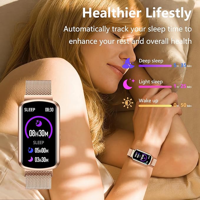 Health Fitness Tracker, Smart Watch with 24/7 Heart Rate and Blood Pressure Monitor, Activity Tracker with Blood Oxygen, 120 Sport Mode Waterproof Sleep Tracker for Women Men (Pink Gold)