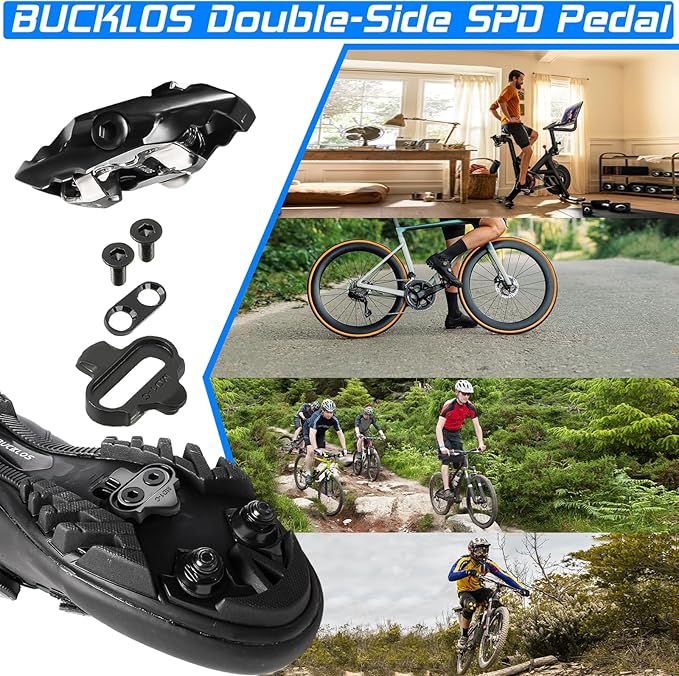 BUCKLOS SPD Clip Pedals PD-M760/M780 MTB Mountain Bike Clipless Dual Sided Pedals - Road Bike Spin Bike Sealed Bearing Bicycle Clips in Pedal Compatible with Shimano SPD Cleats (9/16" Aluminum)