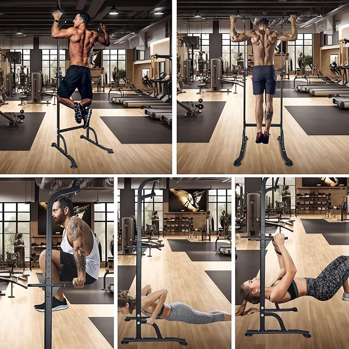 Adjustable Height Dip Bar Station, Heavy Duty Dip Station Push Up Bar for Home Gym,Multi-function Dip Station Pull Up Bar Full Body Strength Training Workout Fitness Equipment for Tricep Dips