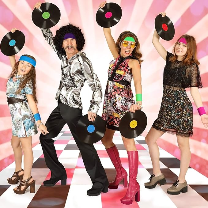 12 Pcs Sweatbands Set Neon Colors Headbands and Wristbands for Men Women Moisture Wicking Sweat Absorbing Workout Cotton Headbands 80s 90s Party