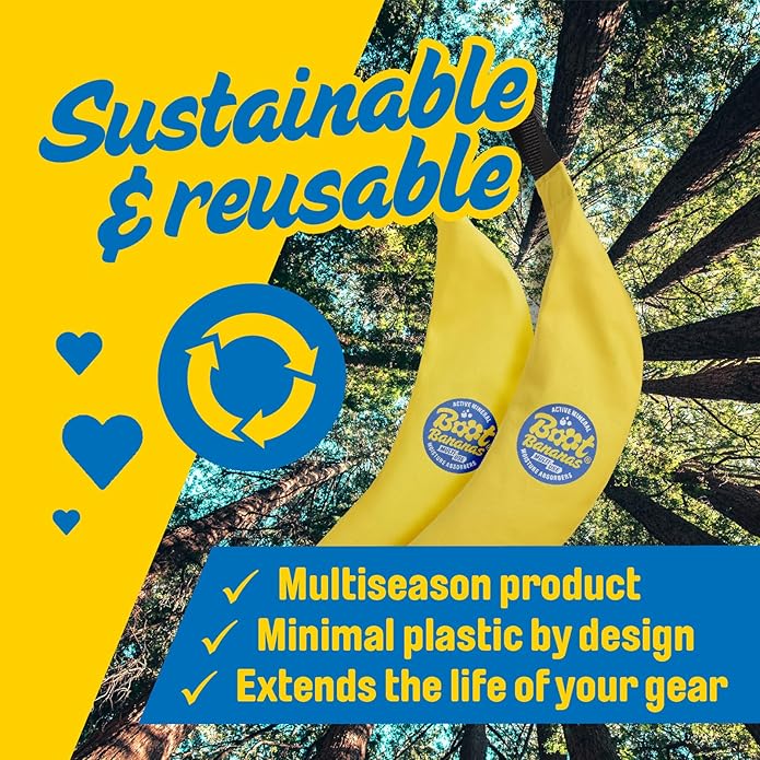 Boot Bananas Shoe Moisture Absorber | Long-Lasting, Reusable Sports Shoe Drying Inserts Without Heat or Electricity | Eco-Conscious | Drys Footwear in 4 to 6 Hours | 1 Pair