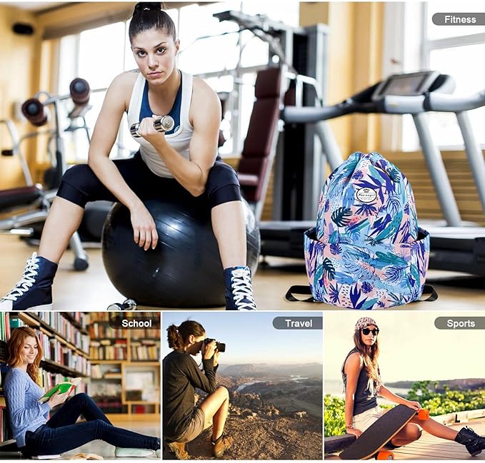 HUA ANGEL Drawstring Backpack Bag, Sport Gym Sackpack Lightweight Small Gym Bag for Men Women Pull String Sport Beach Bag