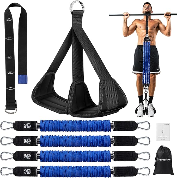 Pull Up Assistance Bands with Foot Support Pedal - 320LBS /400LBS Heavy Duty Resistance Bands Adjustable Weight/Height with 80Lbs Bands&Measured Strap for Strength Training Home Gym