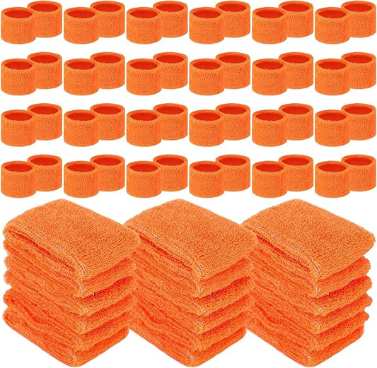 Leyndo 72 Pcs Wrist Sweatbands Bulk for Kids Field Day Cotton Terry Sweat Bands Sports Fan Wristbands Kids for Summer Camp Student Football Team Competition Party