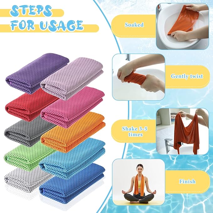 20 Pcs Cooling 47 x 12'' Soft Ice Towel Neck Face Microfiber Gym Cold Workout Towels for Sweat Breathable Chilly for Men Women Sport Yoga Golf Running Fitness Activities Hot Weather