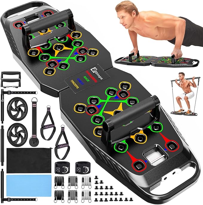 Push UP Board, Pilates Bar & Fitness Accessories, 25 in 1 Foldable Push up Bar at Home Gym, Workout Exercise Professional Push Up Strength Training Equipment for Man and Women