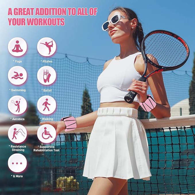 Ankle Weights Set of 2 (1 lb/2 lb/3 lb Each) Adjustable Wrist Weights for Women Men Wearable Arm Leg Weight for Pilates, Running, Walking, Workout, Yoga
