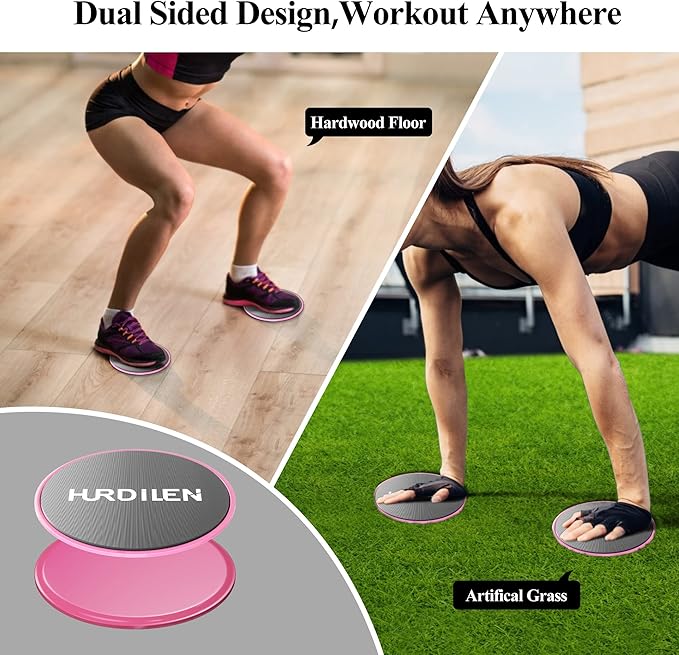 Core Sliders, Exercise Gliding Discs Dual Sided Use on Carpet and Hardwood Floors, Lightweight and Perfect Fitness Apparatus for Training Abdominal Core Strength