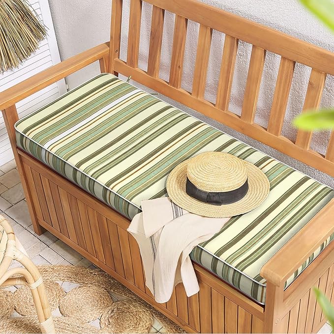 Outdoor Bench Cushion, Patio Furniture Cushion 42 x 18 x 3 Inch, Water Resistant Garden Sofa Swing Pad Settee Loveseat Couch Replacement Cushion, 1 Pack,Stripe Onyx