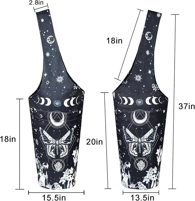 Fashion Printed Yoga Mat Bag with Large Side Pocket & Zipper Pocket Long Tote Yoga Bag Fit Most Size Mats - Holds More Yoga Accessories