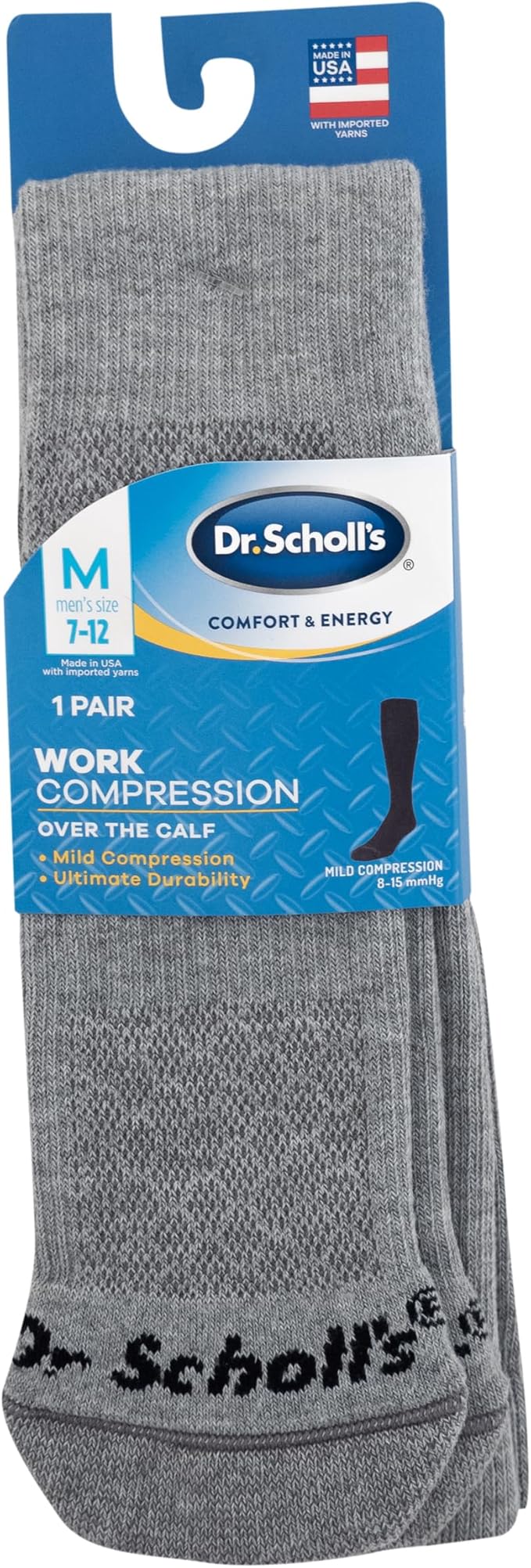 Dr. Scholl's Men's Athletic & Work Compression Over The Calf Socks-1 & 3 Pair Packs-Fatigue Relief
