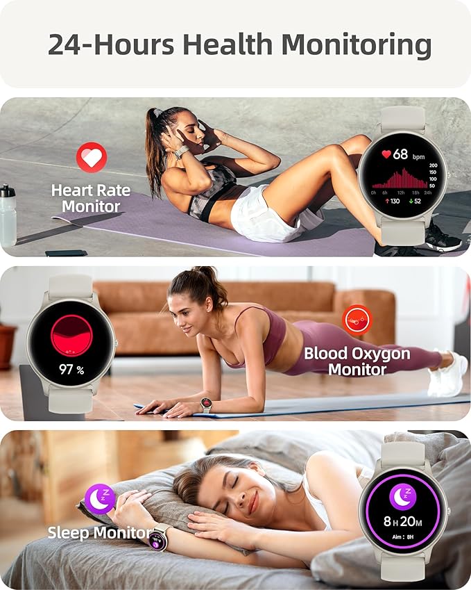 Parsonver Smart Watch(Answer/Make Calls), Smartwatch for Women Men, 100+ Sport Modes/Heart Rate/Blood Oxygen/Sleep Tracker, Pedometer, IP68 Waterproof Fitness Tracker for Android iPhone, Starry Silver