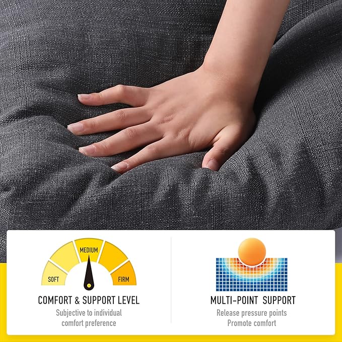 SUNROX LokGrip Non Slip Tufted Memory Foam Bench Cushion, FadeShield Water Resistant Durable Thicken Outdoor/Indoor Bench Seat Pads 42x16x4 inch, Midnight