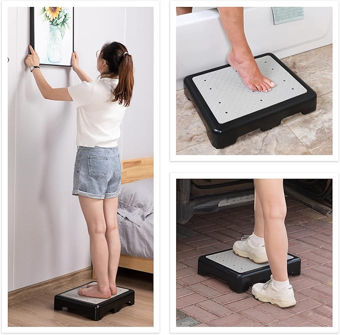 Platform Step Stool Bed Step Non-Slip Rubber Stair Riser Portable Anti-Fall Safety Platform for Elderly and Adults