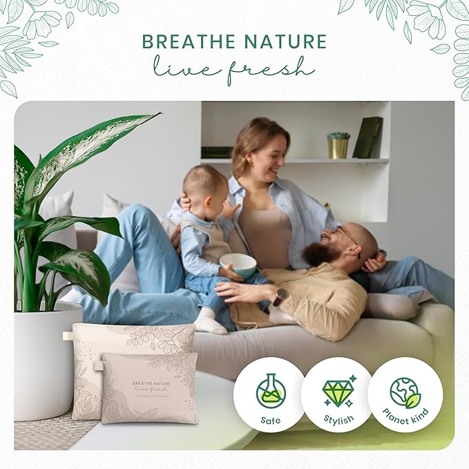 Roonin Activated Charcoal Odor Absorber - Bamboo Charcoal Air Purifying Bag - Activated Charcoal Bags Odor Absorber Packets - Home Deodorizer Odor Eliminator (4-pack)