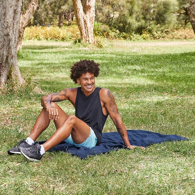 Dock & Bay Beach Towel - Quick Dry, Sand Free - Compact, Lightweight - 100% Recycled - Includes Bag - Essential - Deep Sea Navy, Extra Large (200x90cm, 78x35)