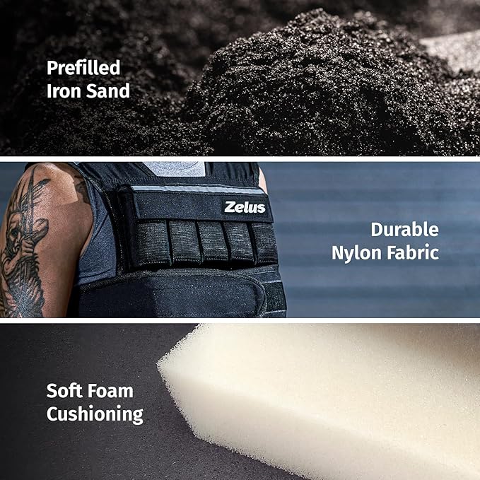 ZELUS Weighted Vest, 20lb/30lb/60lb Vest Adjustable Weights for Exercise, Weight Vest for Men, Workout Vest for Home Workouts Cardio Strength Training Weight Loss