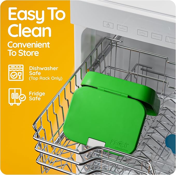 YOOPI Digital bento lunch box for kids offers ideal portion sizes. Leakproof, lightweight and dishwasher-safe, this durable bento box for kids & toddler is also BPA-free, available in a vibrant Green