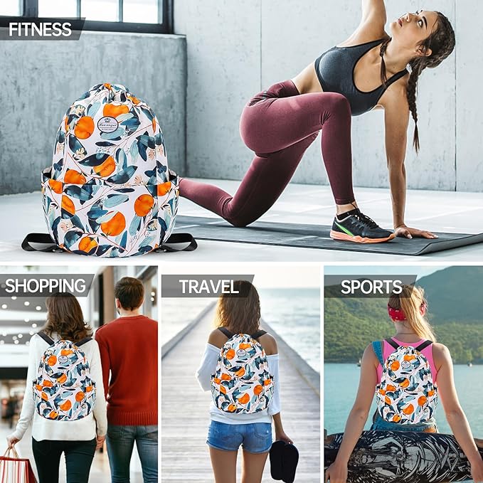 HUA ANGEL Drawstring Backpack Bag, Sport Gym Sackpack Lightweight Small Gym Bag for Men Women Pull String Sport Beach Bag