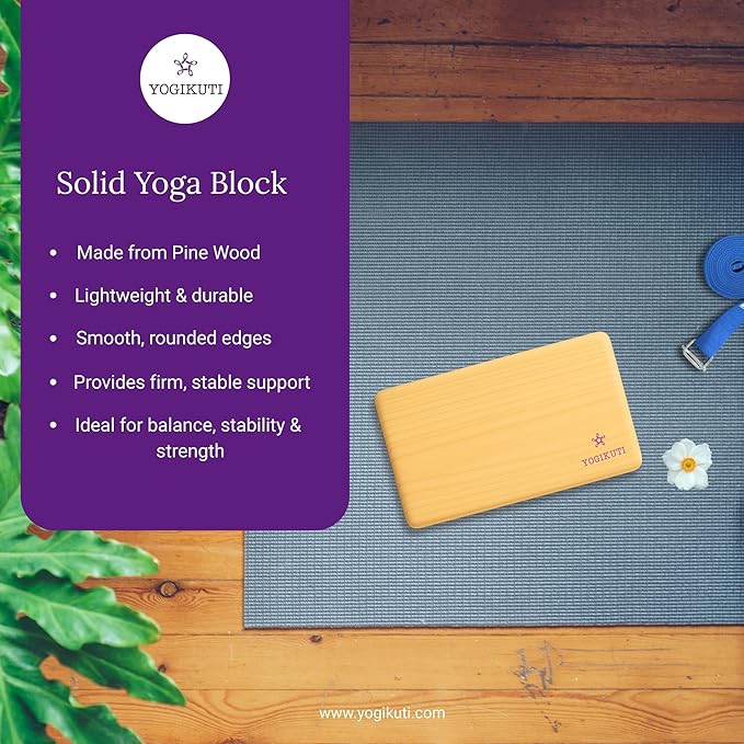 Yogikuti Solid Wooden Yoga Block – Eco-Friendly, Durable, Non-Slip Surface – Ideal for Stability, Balance & Support in Yoga Practice
