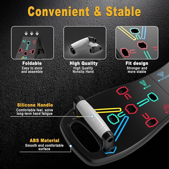 HOTWAVE Push Up Board, Portable Pushup Board for Men, Foldable Push-up Board, Multifunctional Push Up Board 20 in 1 at Home Gym, Pushup Handles for Chest Muscle Exercise Strength Training Equipment