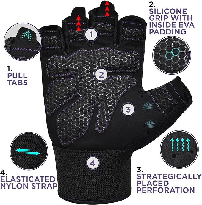 RDX Weight Lifting Gloves Gym Fitness Workout, Anti Slip Padded Full Palm Protection, Ultra Ventilated, Bodybuilding Strength Training HIIT WOD Exercise, Half Finger Men Women Cycling Rowing Climbing