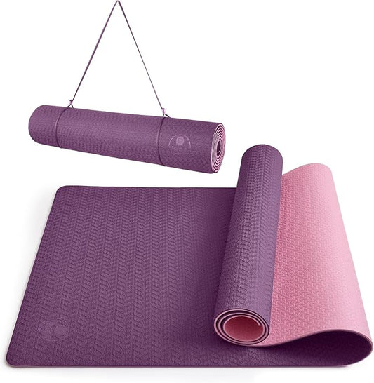 IUGA Yoga Mat Non Slip Anti-tear Pilates Mat Eco Friendly Hot Yoga Mats Thick for Workout & Exercise(72"x 24"x 6mm)