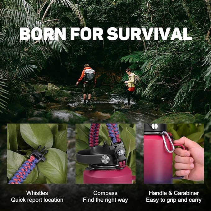 Water Bottle 40oz, Insulated Tumblers with Handle & Straw Lid, Insulated Water Bottle Fits in Cup Holder, Double Wall BPA-Free, Stainless Steel Travel Cup Leak-proof to Keep Cold 24H&Hot12H