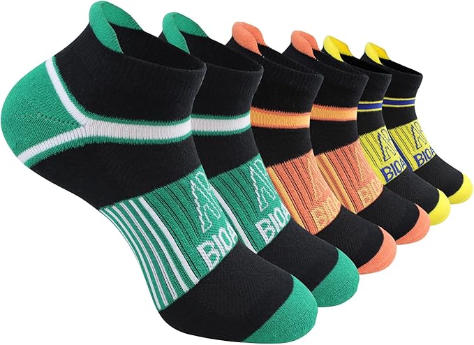 BIOAUM Cushioned Men's Ankle Socks, 6 Pairs Cotton Athletic Sport Breathable Low Cut Socks for Running Size 8-9.5/10-13/12-14