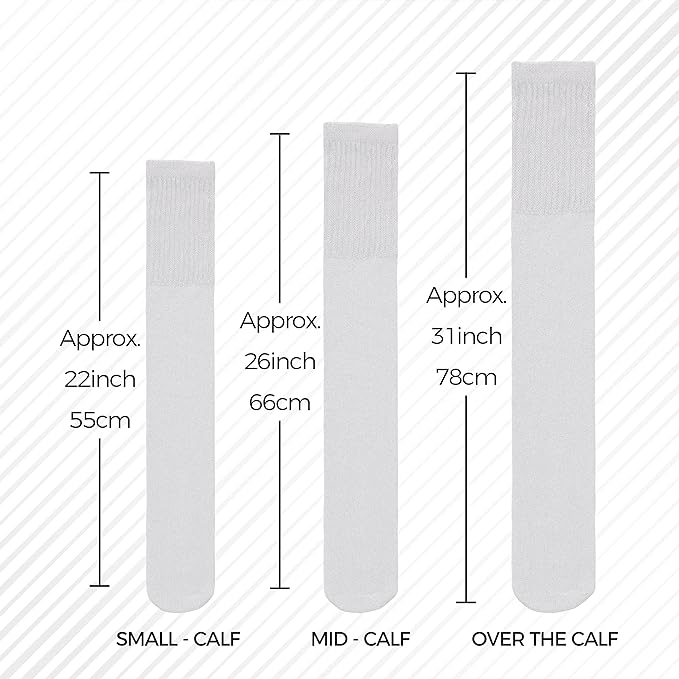 Diamond Star Men's 6 Pack Athletic Tube Socks Running Sports OVER THE CALF Full Cushioned Premium Soft Cotton Big and Tall