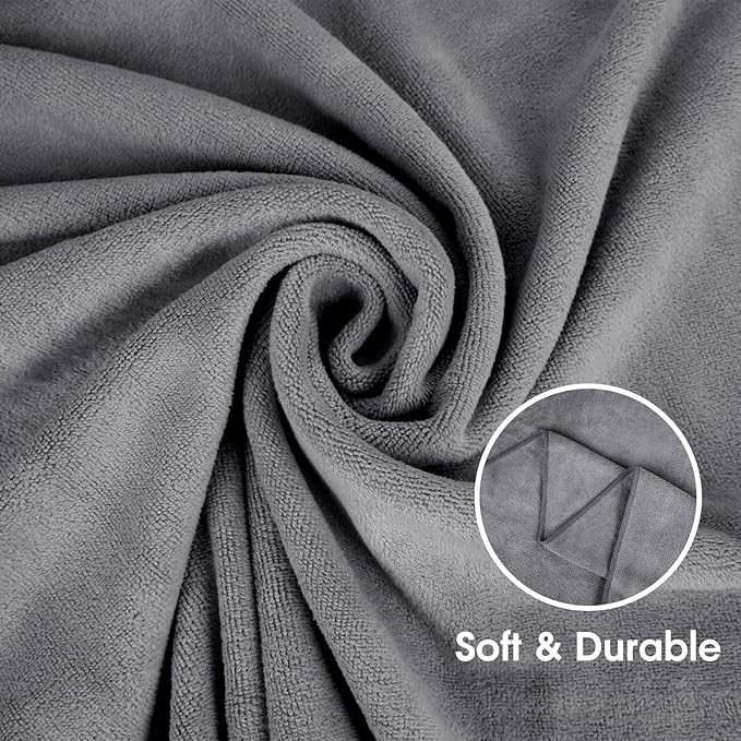 JML Extra Large Microfiber Bath Towels, Microfiber Bath Sheet 2 Pack 35" x 70", Soft, Super Absorbent and Fast Drying Oversized Bathroon Towels for Body, Sport, Fitness, Yoga, Grey