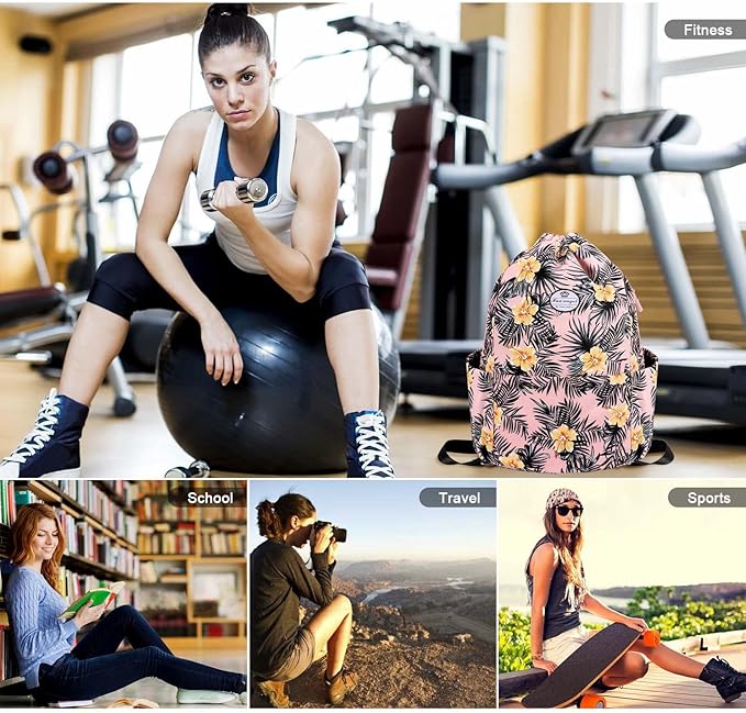 HUA ANGEL Drawstring Backpack Bag, Sport Gym Sackpack Lightweight Small Gym Bag for Men Women Pull String Sport Beach Bag