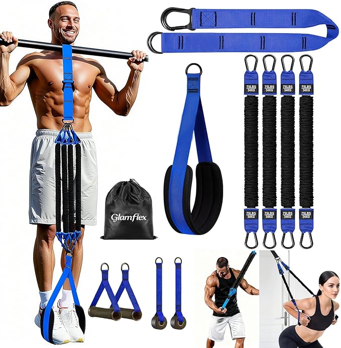 Adjustable Heavy Duty Pull Up Assistance Bands with Fabric Feet and Knee Rest - Pull Up Resistance Bands for Men, Women, and Seniors - Perfect for Dip and Resistance Strength Training Glamflex