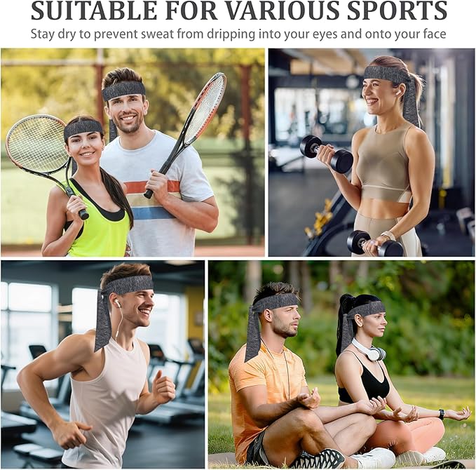 ONUPGO 18Pcs Head Ties for Men Women, Adjustable Headbands Sports Sweatband Ninja Ties Head Band, Sweat Wicking Workout Headband for Sports, Running, Tennis, Yoga, Soccer, Karate